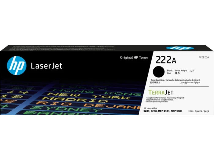 HP 222A Black Original LaserJet Toner Cartridge (W2220A)