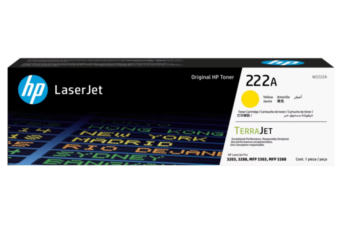 HP 222A Yellow Original LaserJet Toner Cartridge (W2222A)